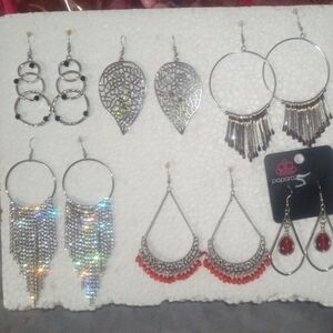 Silver and Red Teardrop Earrings